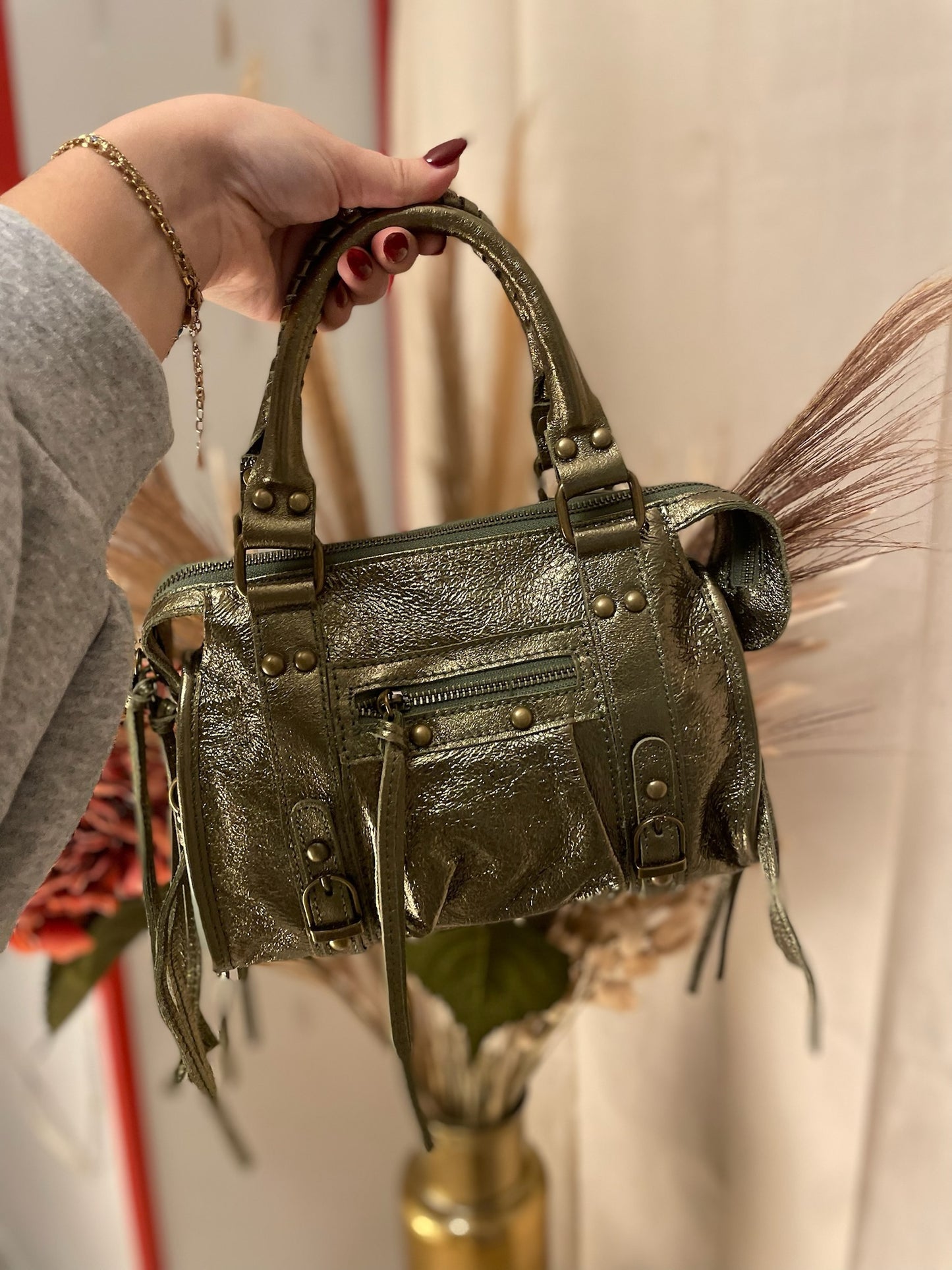 Sac capucine cuir