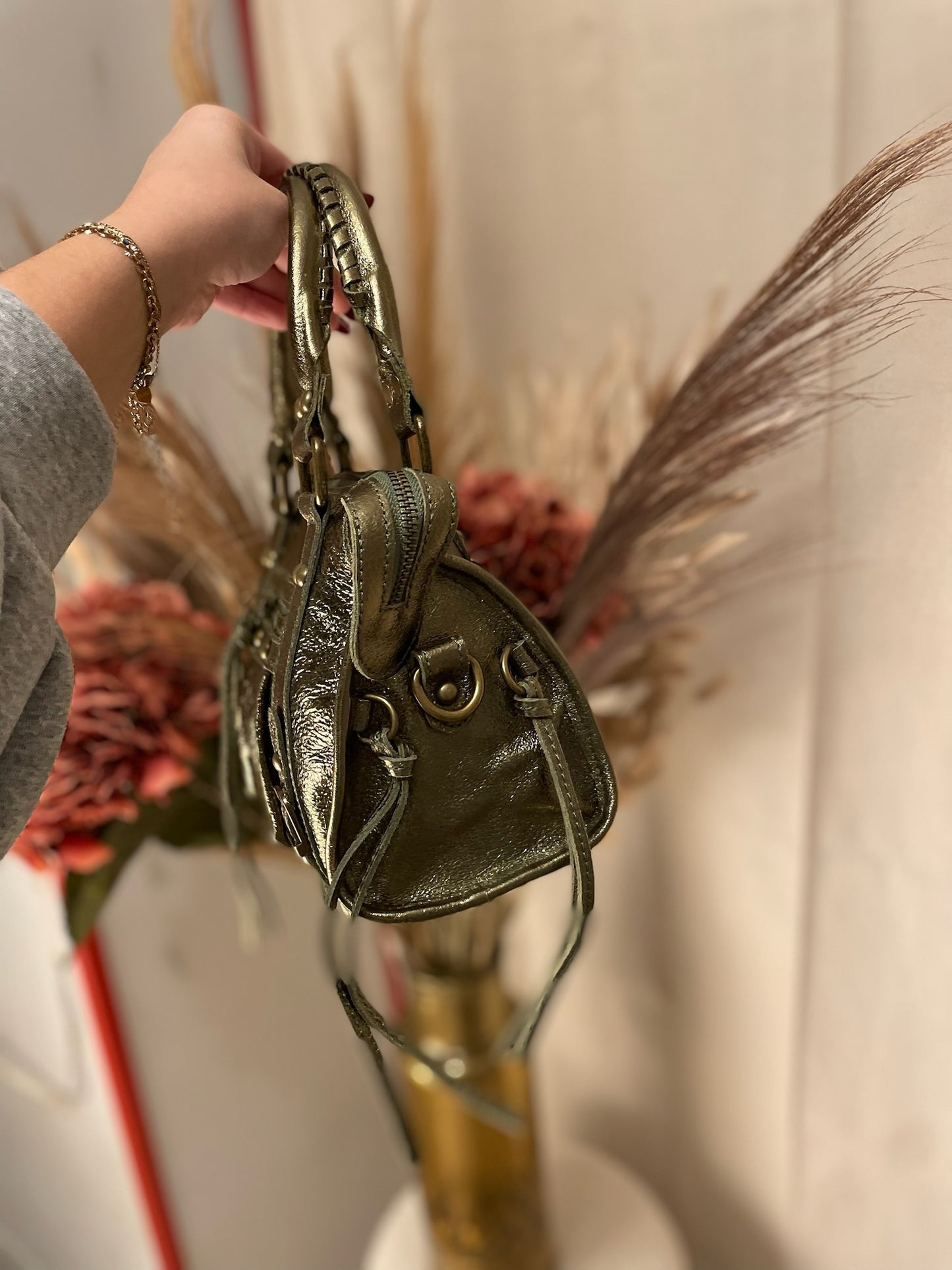 Sac capucine cuir